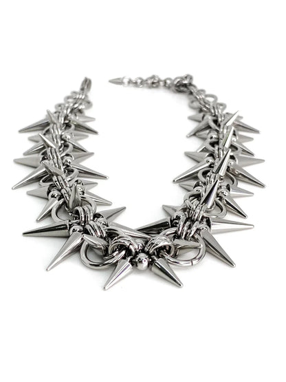 Punk Grunge Rivet Chain Earrings & Geometric Necklace – Handmade Goth Hip Hop Jewelry