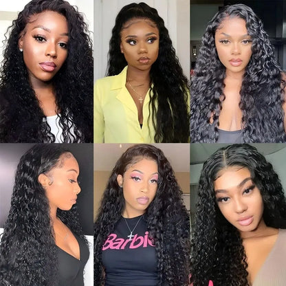 250% Density Deep Wave Lace Front Wig – 13x6 HD Water Wave Curly Frontal, Human Hair for Black Women