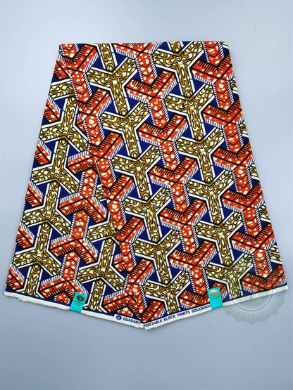 Guaranteed Original African Wax Fabric - 100% Cotton Real Ankara Print 6 Yards for Wedding Dresses & Sewing