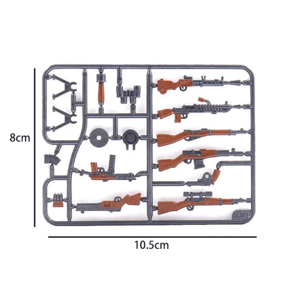 Military Building Blocks Soldier Set - Tactical Weapons Figures with Gatling Gun, Rifle, Mortar & Accessories Toy Kit