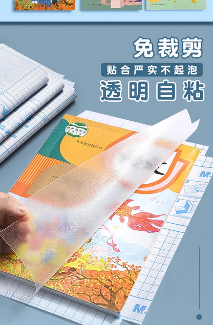 M&G A4/16K Transparent Self-Adhesive Book Cover — Waterproof Matte Paper Film for Notebook Protection, Sizes S/M/L