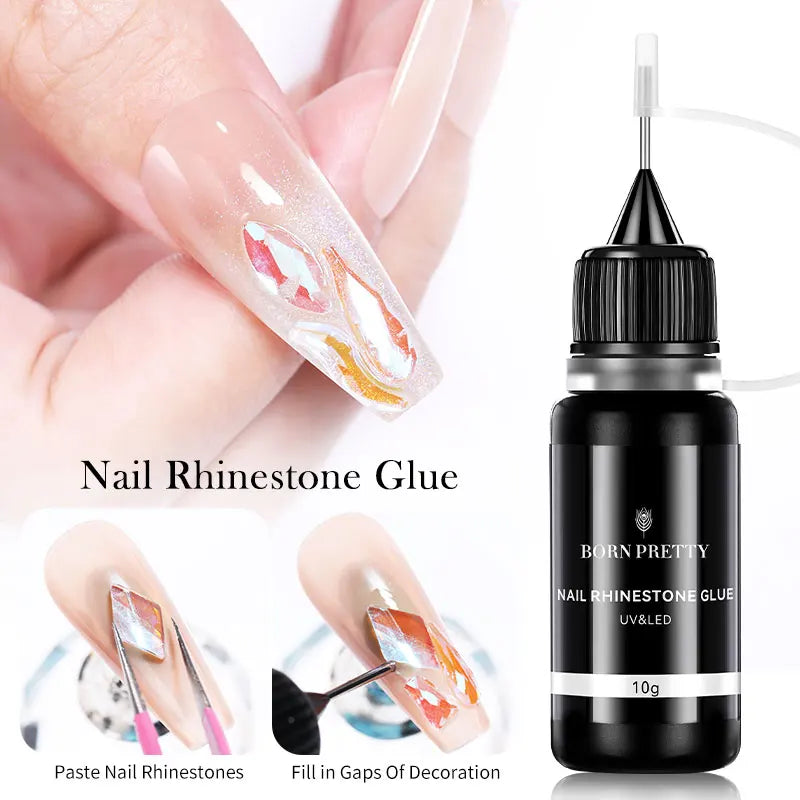 BORN PRETTY 10g Nail Rhinestone Glue - Transparent UV LED Gel Adhesive For Nail Art Crystal Decoration & DIY Manicure