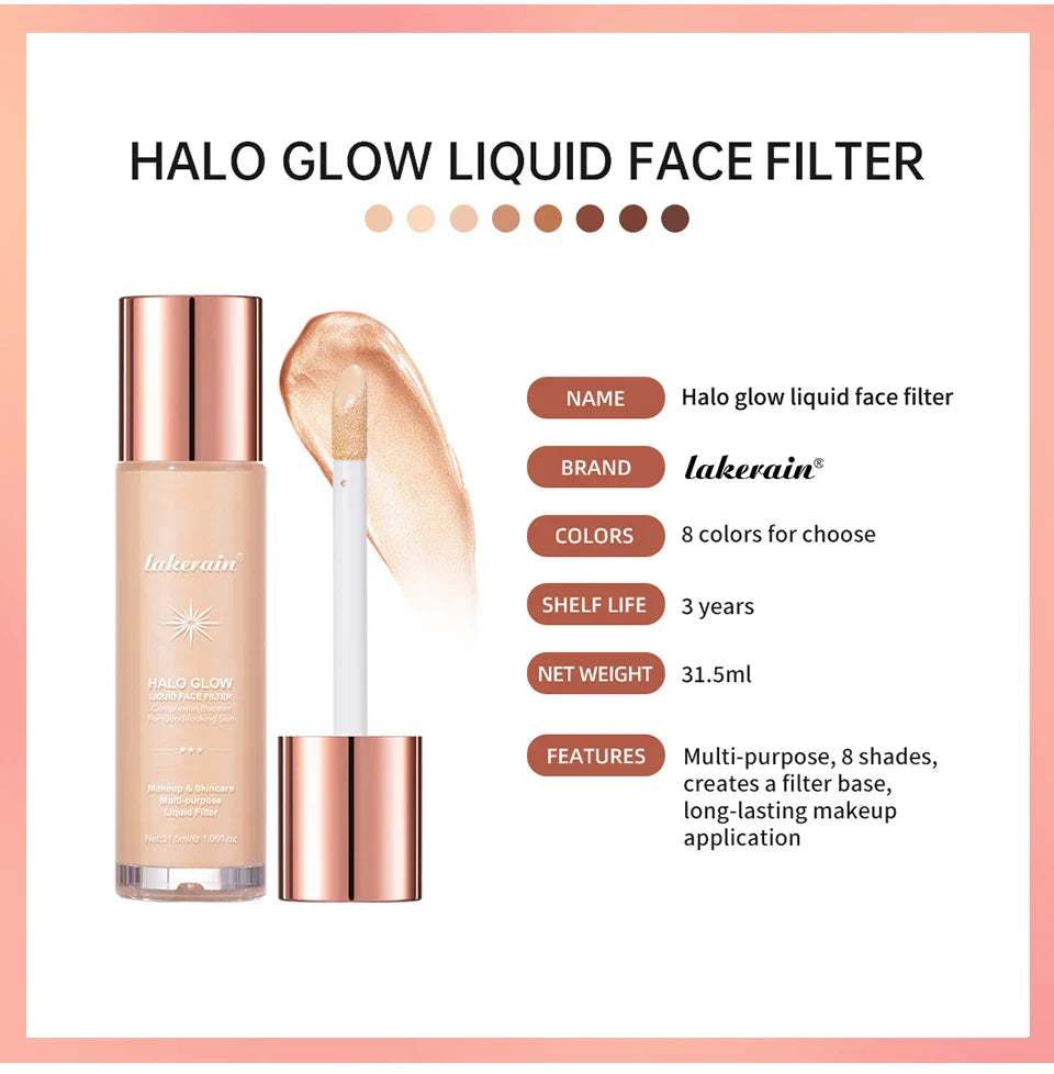 Lakerain Halo Glow Liquid Highlighter – Complexion Booster with Hyaluronic Acid for Radiant Skin