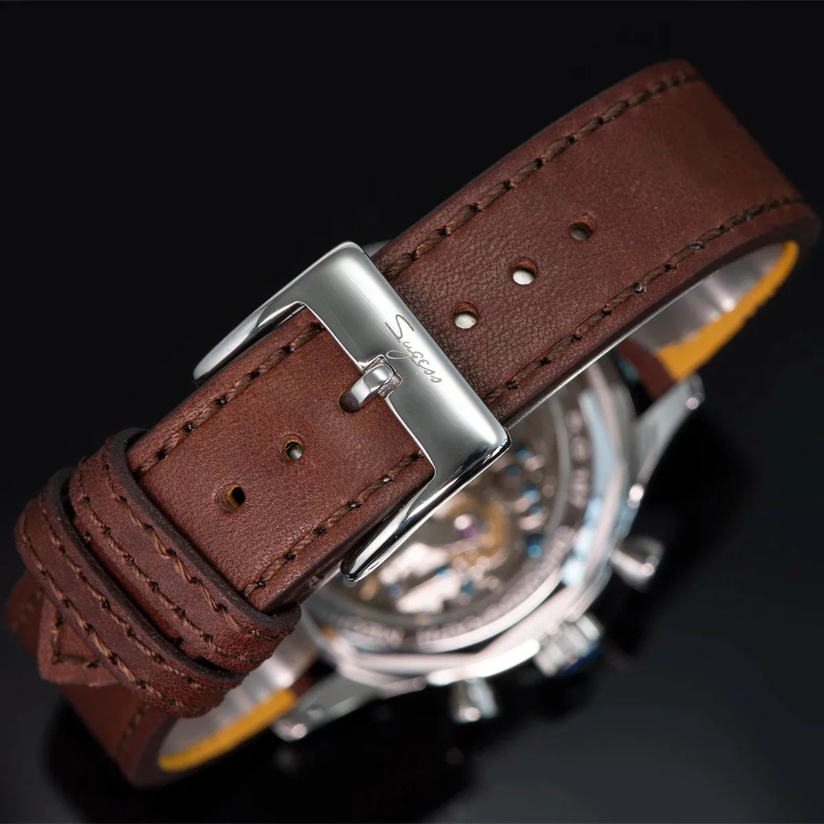 Sugess Pilot Men’s Chronograph Watch — Original ST1901 Mechanical Movement, Sapphire Crystal, Waterproof Racing Strap