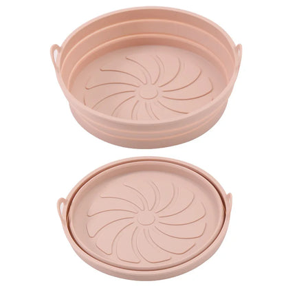 Silicone Baking Tray 20/23cm - Foldable Heat-Resistant Air Fryer Pan Food Grade Cake Mold for Baking & Cooking