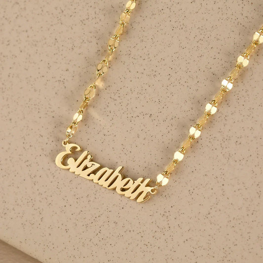 Personalized Gold Name Necklace - Custom Handmade Lip Chain Jewelry Gift for Women, Moms & Birthdays
