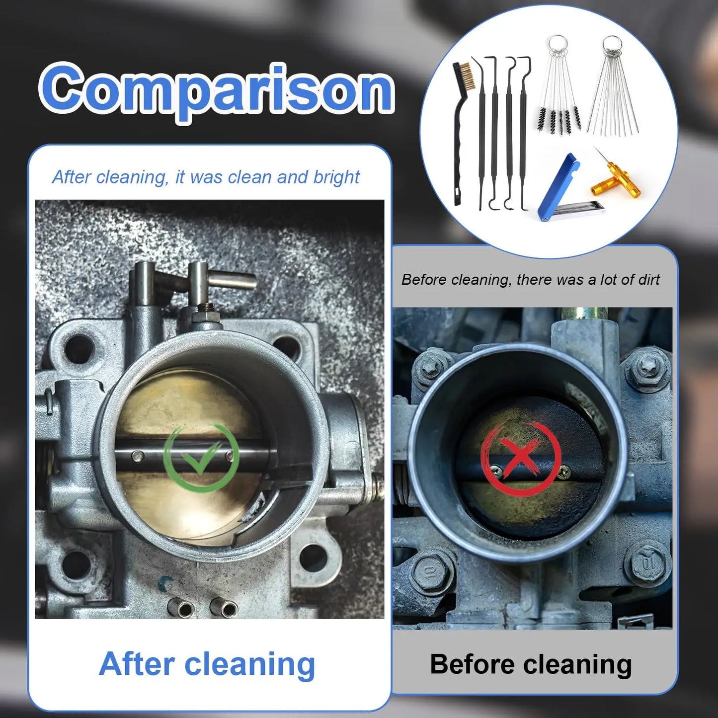 9-Piece Carburetor Cleaning Kit - Brushes & Tools for Motorcycles, Chainsaws & Small Engines