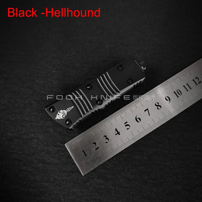 FOOH KNIFE STUDIO TROODON-M Mini Tactical Knife – High-End D2 Steel Blade with CNC 6061 Aluminum Handle EDC Tool Comb