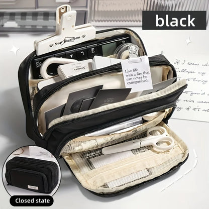 Large Capacity Pencil Case - Portable Handheld Pen Pouch and Cosmetic Storage Bag for School Office and Travel