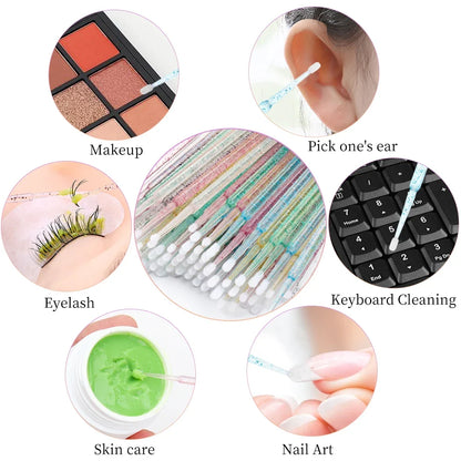 200pcs Eyelash Extension Makeup Set - Micro Brushes, Lash Removal Tools & Lip Line Brushes for Women