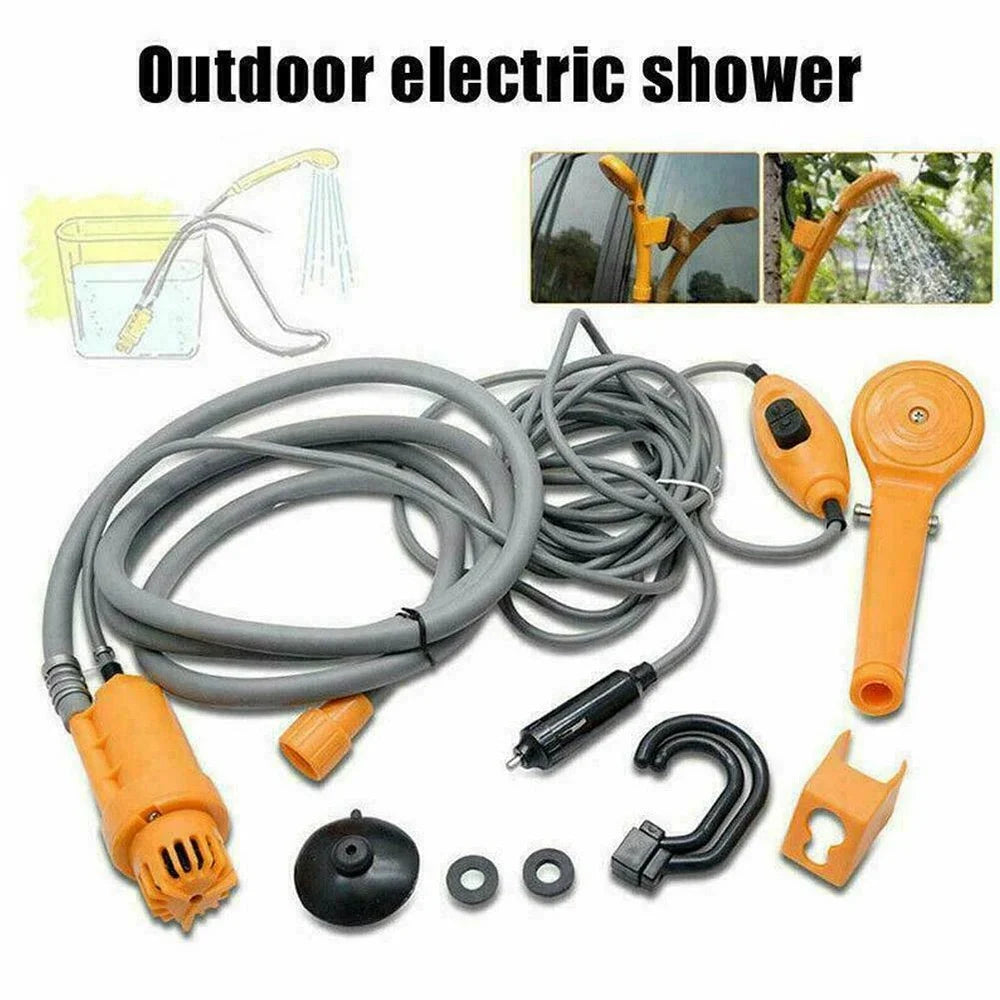 Portable Camping Shower Pump - 12V Car Cigarette Lighter Outdoor Shower for Travel, Plant Watering, Car Cleaning & Pet Bath