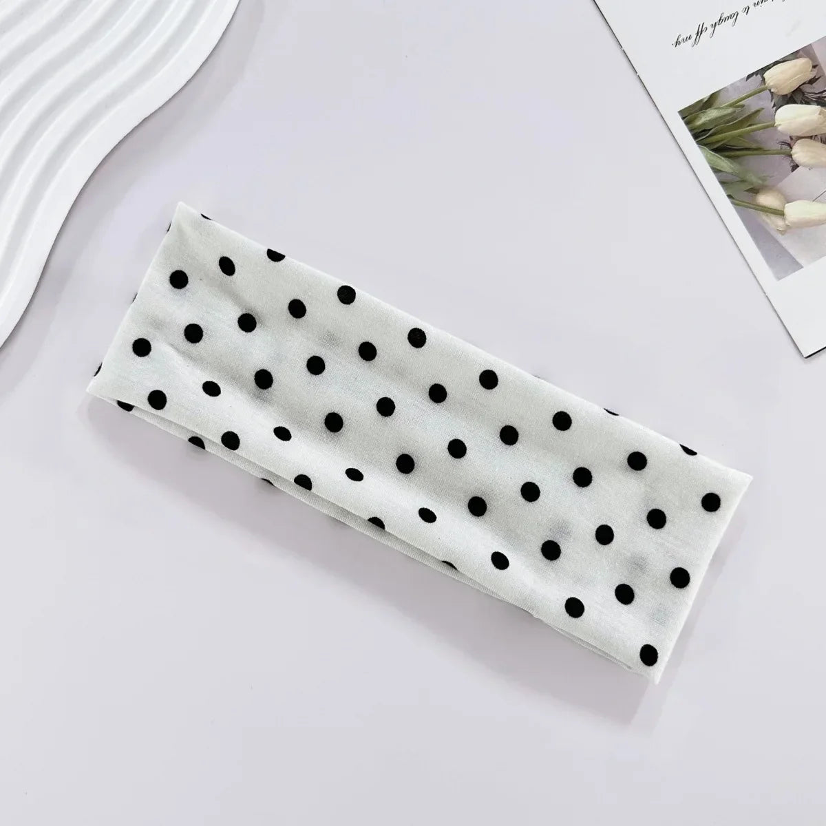 Retro Polka Dot Button Headband - Y2K French Style Cute Sweet Hair Accessory