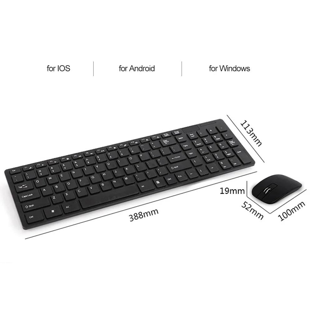 K-06 2.4G Wireless Keyboard and Mouse Combo – Plug & Play Black Set for Laptop & PC