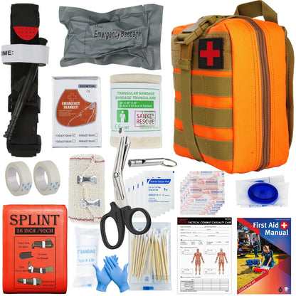 Tactical IFAK First Aid Kit - MOLLE Survival Pouch with 18-Piece EMT Emergency Supplies for Camping Outdoors
