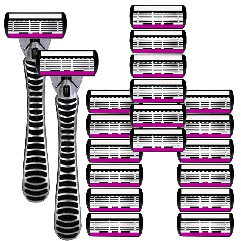 3/6/12PCS Men’s Safety Razor Blades - 6-Layer German Stainless Steel Shaving Cartridges Compatible with Mach Razors