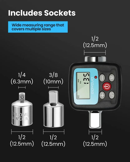 GOYOJO Digital Torque Wrench Adapter | Precision Electronic Tool Converter with LCD Display, Includes 1/2" & 1/4"