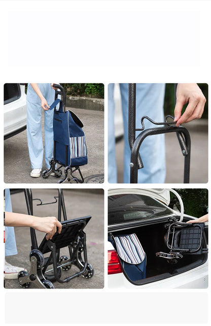 Lightweight Folding Grocery Shopping Trolley – Hand-Pull Cart for Household & Outdoor Travel