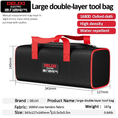 DELIXI ELECTRIC Tool Bag - Portable Oxford Cloth Organizer for Electricians, Carpenters & Home Repairs