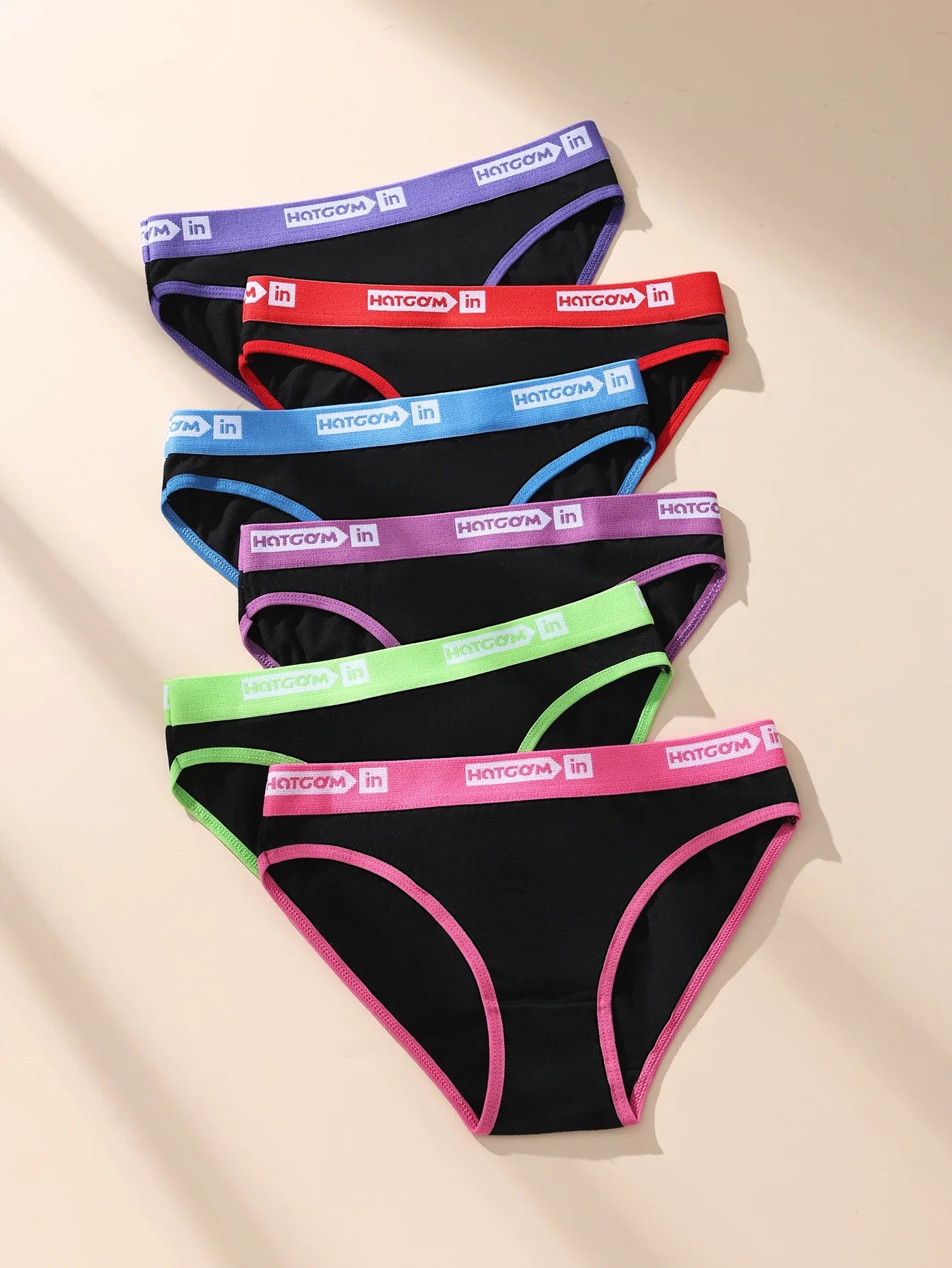 6 Pcs Women’s Cotton Panties Set - Soft Breathable Stretch Briefs Sexy Black Underwear Female Lingerie