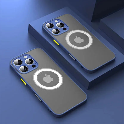 Luxury Armor Matte Magnetic Case - Shockproof MagSafe Wireless Charging Cover for iPhone 17 16 15 14 13 12 11 Pro Max Mini Plus