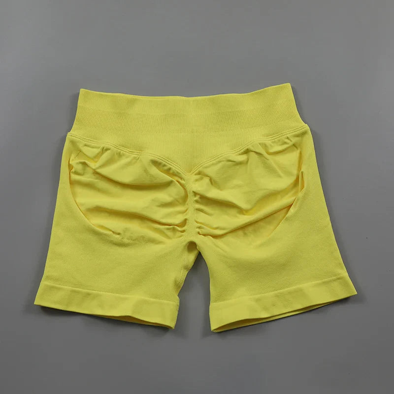 Impact Seamless Scrunch Bum Yoga Shorts – Low Ribbed Waistband, High Stretch Workout & Running Gym Shorts