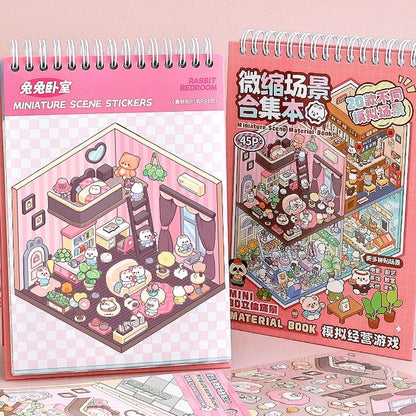 20Pcs Cartoon Landscape Sticker Book - 3D DIY Forest Village Scene Stickers Pocket Activity Gift for Kids Students