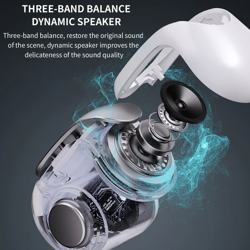V12 Open Ear Wireless Earbuds - HiFi Stereo Bluetooth Sports Headphones with HD Mic & Ear Clip Design