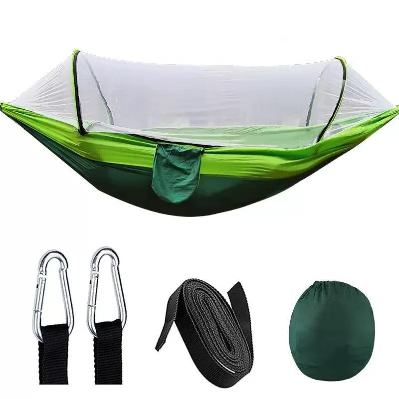 2-in-1 Camping Hammock with Mosquito Net - Ultralight Parachute Nylon Hanging Bed for Outdoor Travel & Backyard