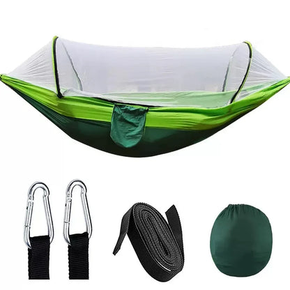 2-in-1 Camping Hammock with Mosquito Net - Ultralight Parachute Nylon Hanging Bed for Outdoor Travel & Backyard