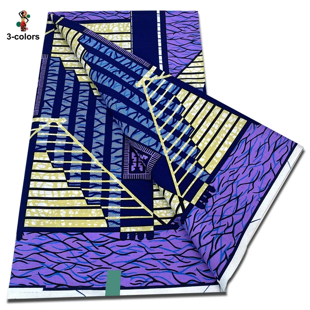 African Real Wax Print Fabric - 100% Cotton Soft Ankara Pagne Material for Dresses