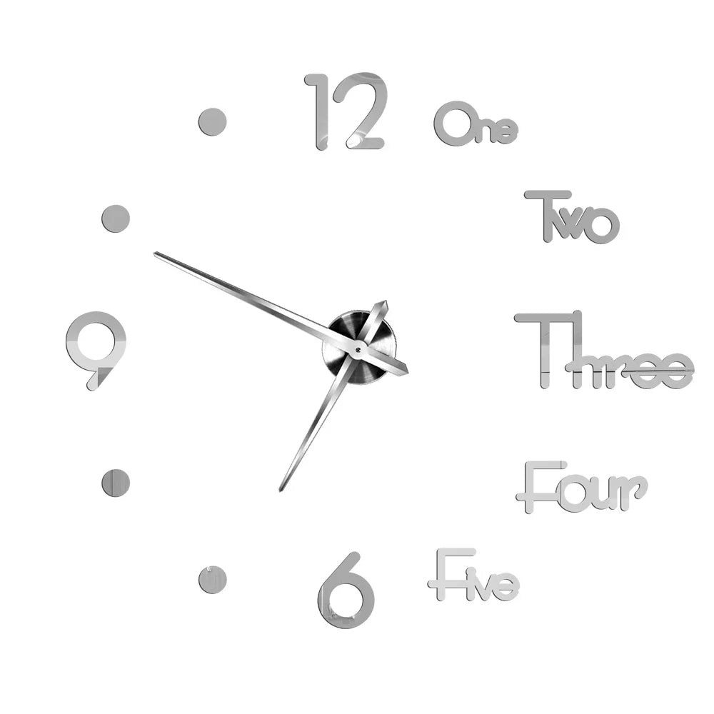 3D DIY Wall Clock - Modern Acrylic Mirror Sticker Quartz Clock For Living Room Decor With Silent Movement