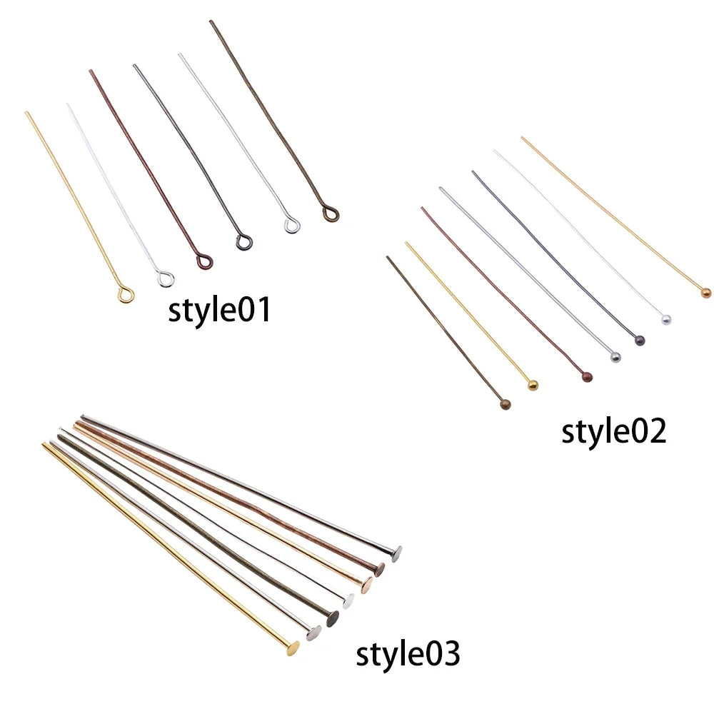 Jewelry Eye Pins & Ball Head Pins - 100/200pcs DIY Findings for Earrings Bracelets Pendants 16-60mm Craft Making Supplies