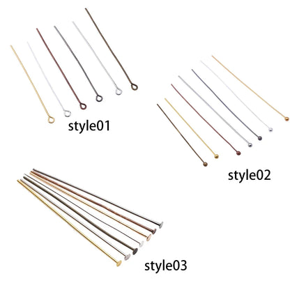 Jewelry Eye Pins & Ball Head Pins - 100/200pcs DIY Findings for Earrings Bracelets Pendants 16-60mm Craft Making Supplies