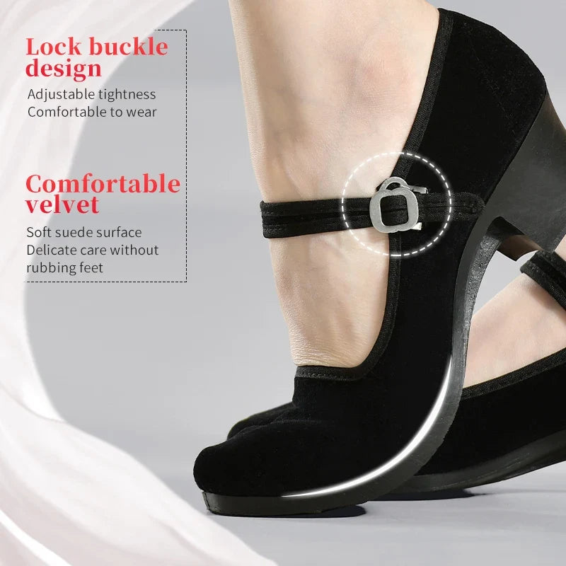 Girls’ & Women’s Dance Shoes - Black Cloth Ethnic Dance Shoes for Training, Practice & Grading Exams