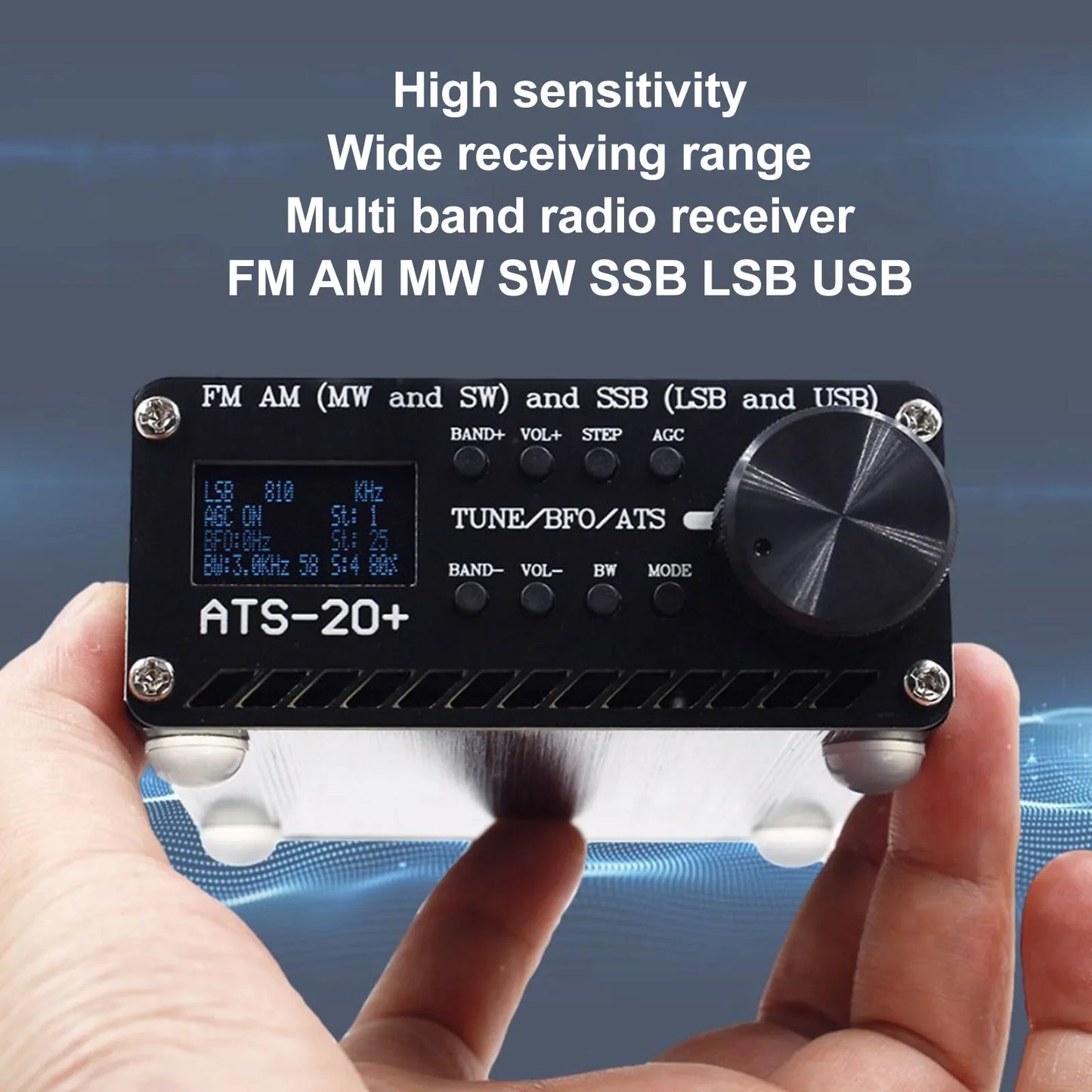 Portable ATS 20+ World Band Digital Radio Receiver – Easy to Read, Lightweight, Professional for Home & Outdoor Camping