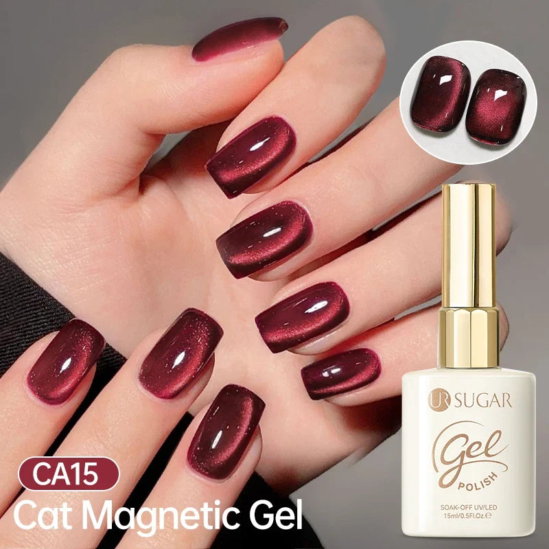 UR SUGAR Jelly Pink Cat Magnetic Gel Nail Polish 15ml - Glitter Ice Effect Soak Off UV LED Semi-Permanent Manicure Gel