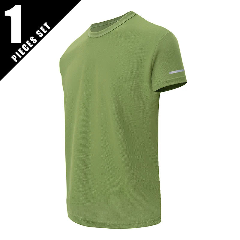 Men’s Summer Quick Dry T-Shirt - Solid Color Short Sleeve Sports Shirt for Running & Casual Wear