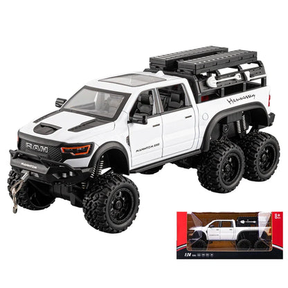 1:24 Dodge Mammoth RAM 1000 TRX 6x6 Diecast Model Car – Metal Alloy Toy with Lights for Kids & Collectors Gift