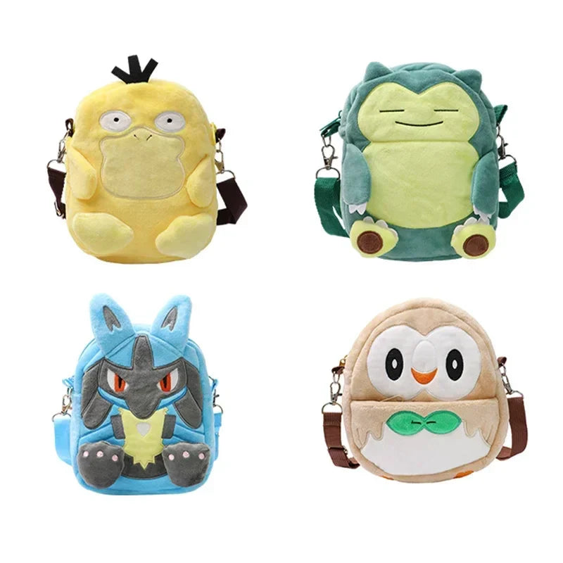 Pokemon Plush Backpack – Gengar, Mimikyu, Snorlax, Rowlet, Lucario & Charmander Anime Shoulder Bag Dolls