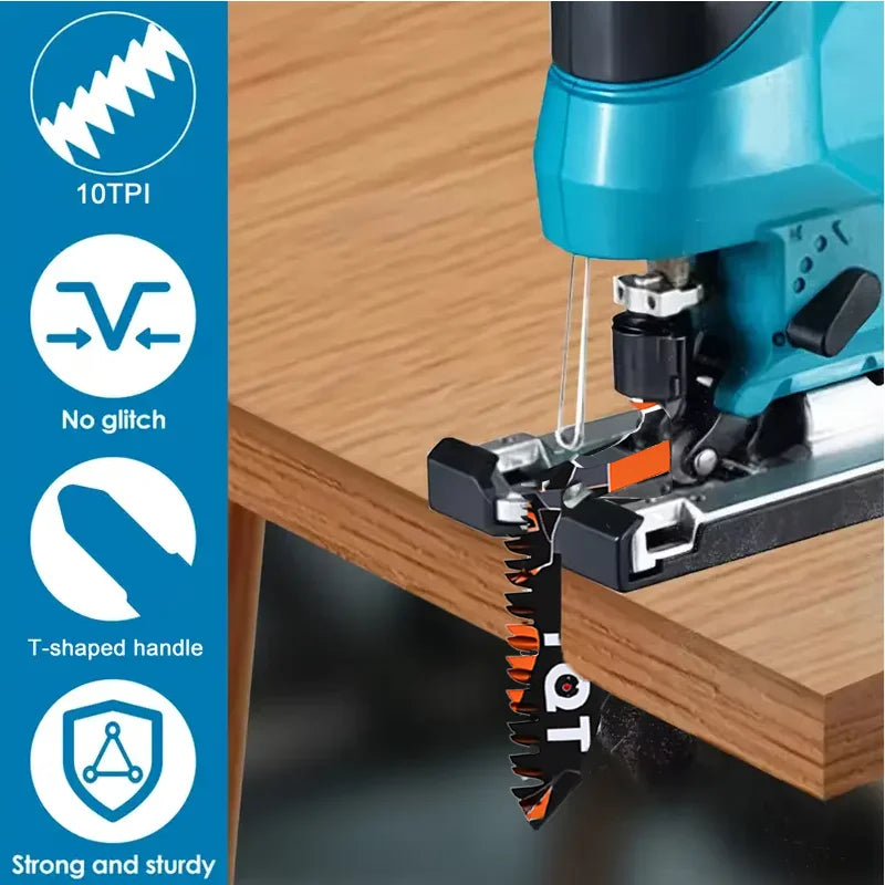 Extra Long Jigsaw Blades - Heavy Duty T-Shank Fine & Coarse Tooth Saw Blades for Wood, Aluminum & Tight Spaces