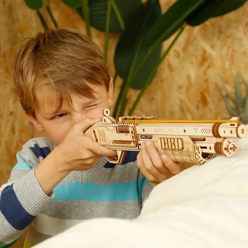 3D Wooden Gun Puzzle - DIY Assembly Pistol Rifle Model Craft Educational Toy for Kids & Adults