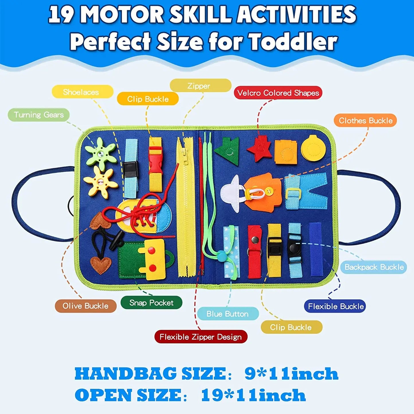 Montessori Toddler Busy Board – Educational Activity for Motor Skills & Baby Learning Toys for Travel