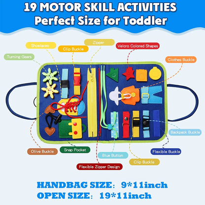 Montessori Toddler Busy Board – Educational Activity for Basic Dress Motor Skills, Baby Learning Toy for Travel