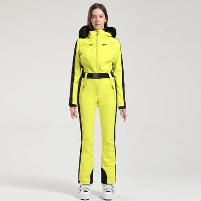 Gsou Women’s Winter Snow Jumpsuit – One-Piece Ski Suit, Thermal Waterproof & Windproof Outdoor Sportswear for Snowboarding