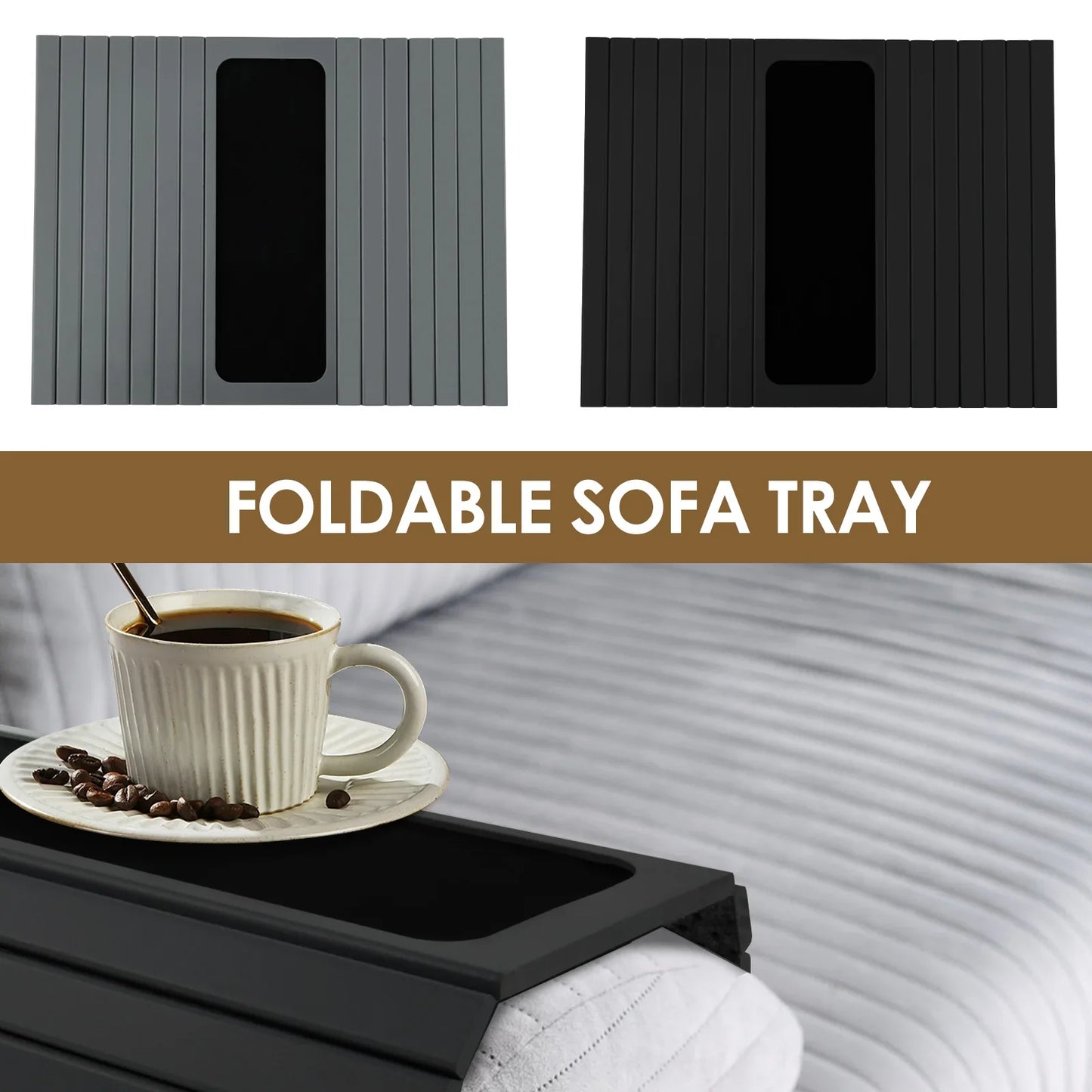 Wooden Sofa Arm Tray – Folding Design, Sturdy & Convenient Tray for Storage and Home Use
