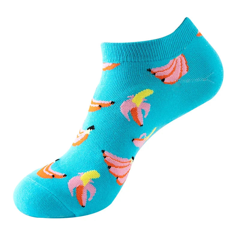 Combed Cotton Ankle Socks for Men & Women - Funny Beer, Fruit & Food Novelty Low Cut Socks (EU 38-43)