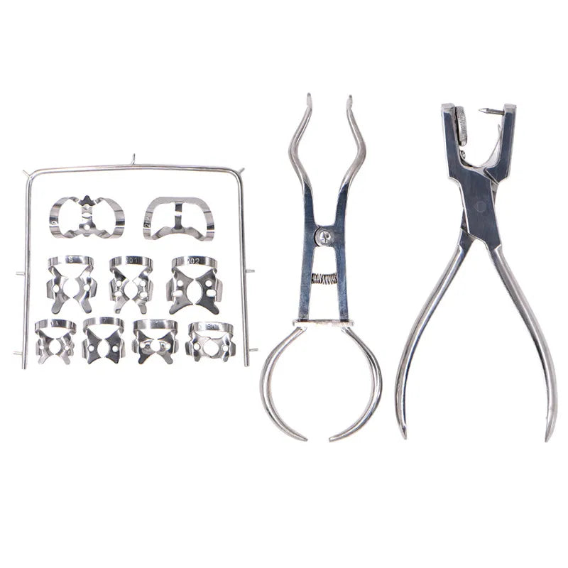 Dentistry Dam Hole Puncher Set – Pliers & Orthodontic Tools with Leather Bag for Dentists