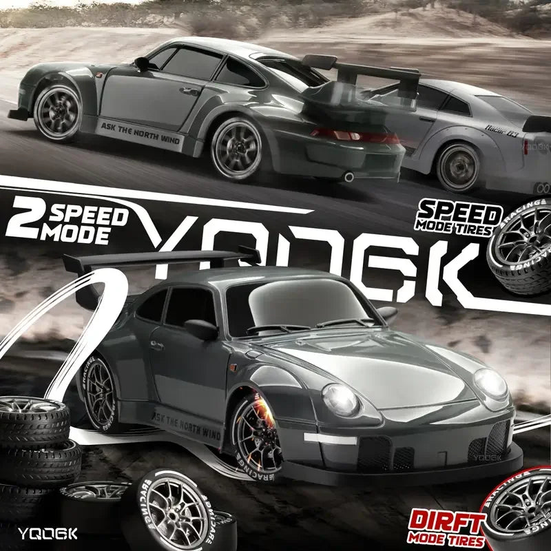 1:24 RC Drift Car — 4WD High-Speed Remote Control Sport Car with LED Lights & Extra Drifting Tire, Kids & Adult Gift