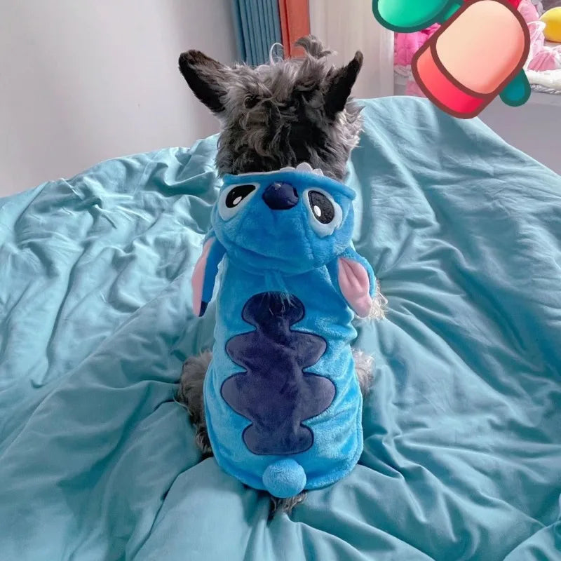 Disney Stitch Cartoon Pet Clothes – Soft, Comfortable, and Stylish Autumn & Winter Outfit for Small Pets
