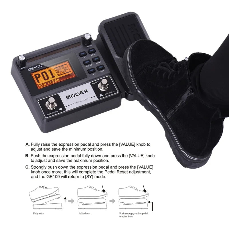 MOOER GE100 Guitar Multi-Effects Processor – Pedal with Loop, Tuner, Tap Tempo, Rhythm, Scale & Chord Lessons